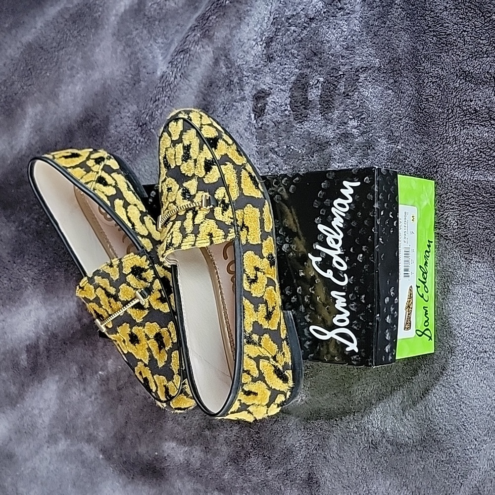 Sam Edelman Lior yellow and black buckle top velvet loafers 7